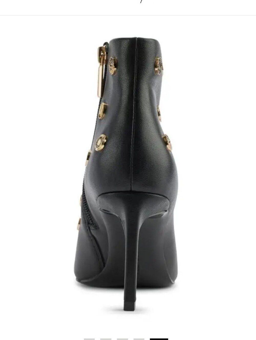 Karl Lagerfeld Paris Womens Saina Black Embellished Leather Ankle Boots - Picture 3 of 12